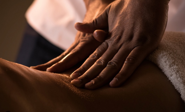 Deep tissue massage by-dominant black male hands